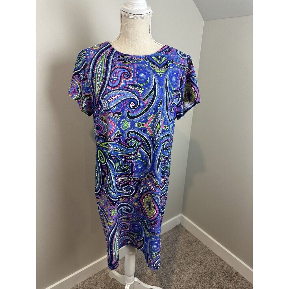 Jude Connally Ella Dress Large Womens Blue Paisley
